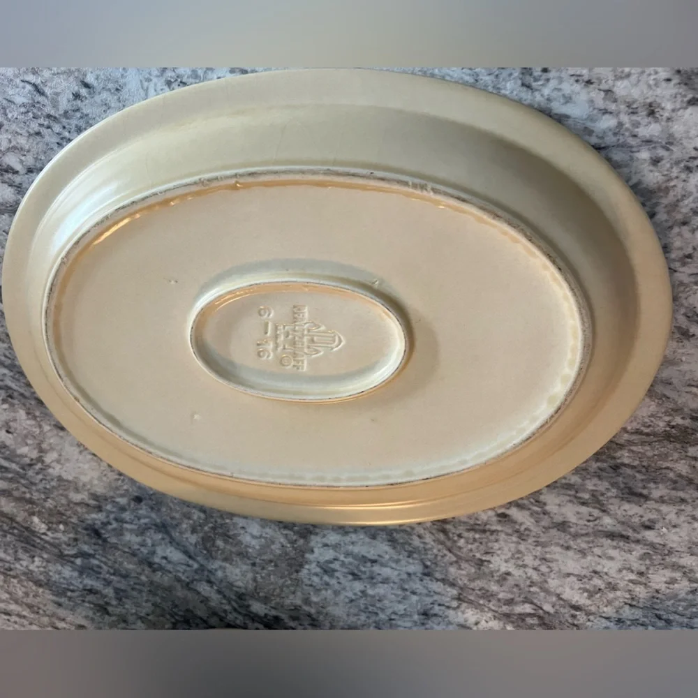 Vintage Pfaltzgraff  Elegant Cream and Brown Oval Platter